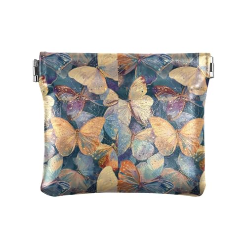 Amooorous Ölgemälde Textur Totes Blatt Schmetterling Damen Herren Leder Münzgeldbörsen Wasserdicht Kleingeld Geldbörse für Frauen Jungen Mädchen, Ölgemälde-Textur, Totblatt-Schmetterling, 1 size von Amooorous