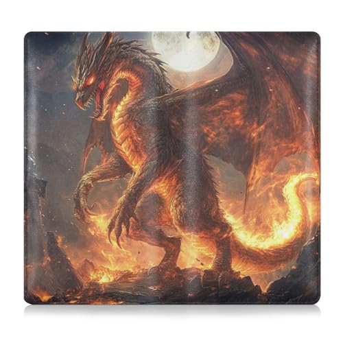 Amooorous Orange Cool Flame Dinosaurier Premium Leder Registrierungs- und Versicherungskartenhalter Essential Wallet Case für Führerschein, Karten & wichtige Dokumente, Orange Cool Flame Dinosaurier, von Amooorous