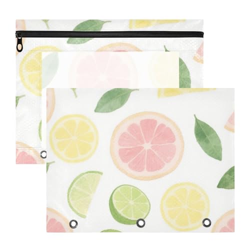 Amooorous Ordnertaschen mit Sichtfenster, 3 Ringe, Tasche für A4-Papier, Briefe, 2 Stück, Studenten, Zuhause, Rosa, Sommerzitrone von Amooorous