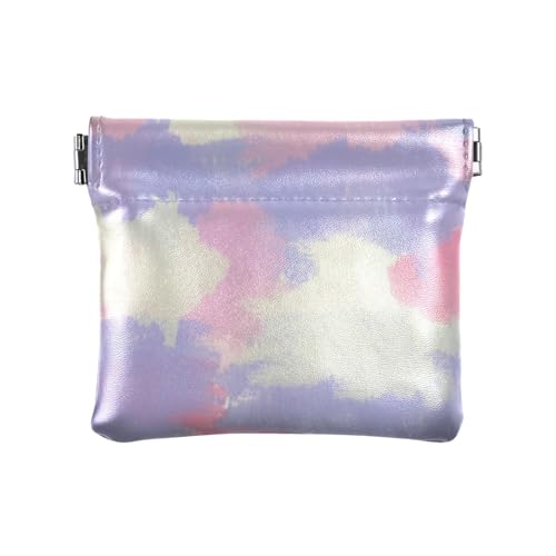 Amooorous Peach Purple Gouache Block Damen Kleine Leder Münzbörse Geldbörse Geldbörse Einzigartige Tasche Geldbörse Make-up Tasche für Frau Mädchen, Pfirsichvioletter Gouacheblock, 1 size von Amooorous