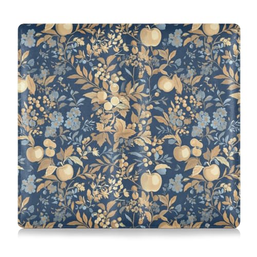 Amooorous Personalisierte Blüten PU-Leder Auto-Registrierung Versicherung & Ausweishalter Handschuhfach Organizer für Ausweis, Führerschein, Schlüsselkontaktinformationskarten, Blau und Gold von Amooorous