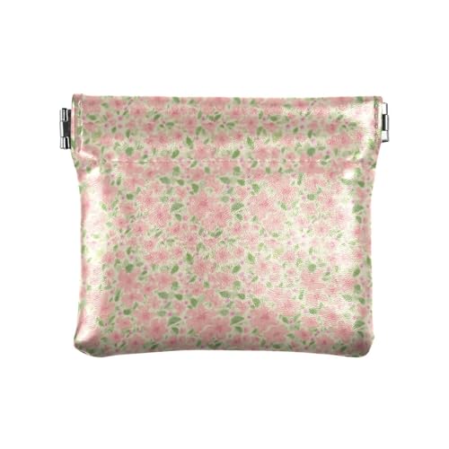 Amooorous Pfirsichfrische und schöne Blumen-Damen-Münzgeldbörse, aus PU-Leder, einzigartiger Schmuck-Organizer für Mädchen und Damen, Pfirsichfrisch und lieblich blumig, 1 size von Amooorous