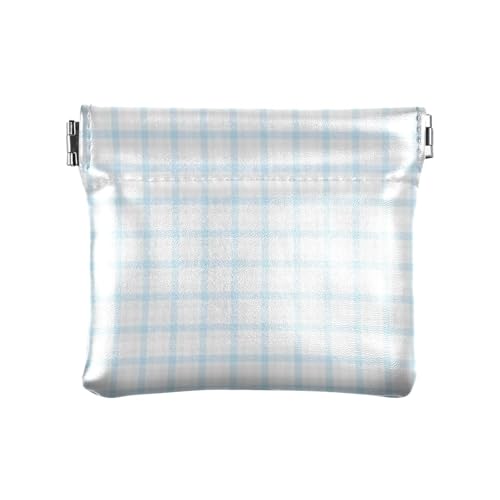 Amooorous Powder Blue Checkerboard Damen Leder Münzgeldbörse Kleingeld Geldbörse Wasserdicht Mini Münzbörse Taschen für Mädchen Damen Handtasche, Puderblaues Schachbrett, 1 size von Amooorous