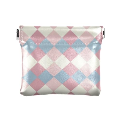 Amooorous Powder Blue Square Damen Kleine Leder Münzbörse Geldbörse Ausgefallene Kleingeldbörse für Mädchen Frauen Damen, Powder Blue Square, 1 size von Amooorous