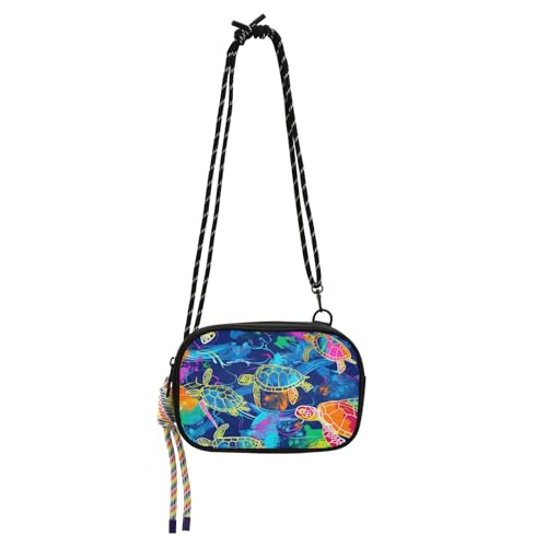Amooorous Psychedelic Turtle Sea Dreamy Kleine schwarze Umhängetasche für Herren, praktisch mit verstellbarem Riemen, kleine Schultertaschen, Spaziergang mit dem Hund, Bolso undurchlässig, Para Mujer von Amooorous