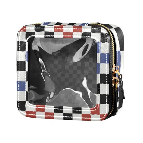 Amooorous Racing Grid Buffalo Plaid Clear Small Makeup Bag Kulturtasche mit Reißverschluss Kosmetiktaschen Organizer für Damen, Racing-Grid, Büffelkaro, 1 size von Amooorous