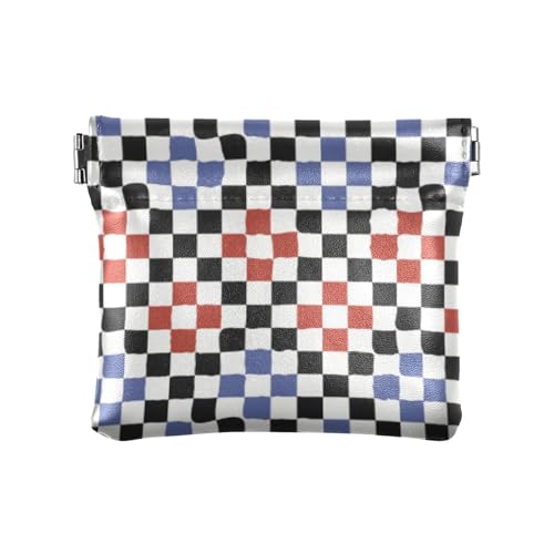 Amooorous Racing Grid Buffalo Plaid Karo Damen Kleingeldbörse Leder Einzigartiger Kartenschlüssel Organizer für Mädchen Frauen Damen, Racing Grid Buffalo Plaid Check, 1 size von Amooorous
