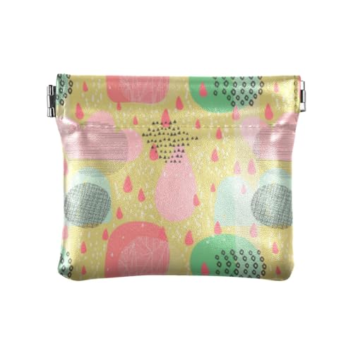 Amooorous Rainy Day Abstrakte Malerei Gelb Damen PU Leder Münzgeldbörse ausgefallene persönliche Gegenstände Organizer für Frauen Jungen Mädchen, Rainy Day Abstraktes Gemälde, gelb, 1 size von Amooorous