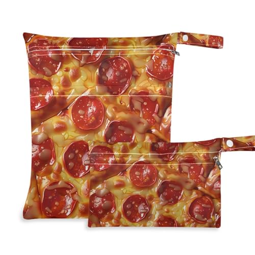 Amooorous Real Sausage Pizza waschbar Tasche für Kindergärten 2er-Pack Reisezubehör für Flug mit Griff für Kindergärten, Reisen von Amooorous