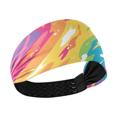 Amooorous Regenbogenfarbenes, geometrisches kühlendes Damen-Stirnband, dehnbare Schweißbänder zum Waschen des Gesichts, Laufen, Make-up, Vendas para el pelo mujer von Amooorous