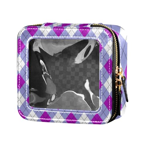 Amooorous Reise-Make-up-Tasche, Schachbrettmuster, transparent, Reise-Kulturbeutel, Make-up-Organizer für Reisen, Violettes Schachbrett, 1 size von Amooorous