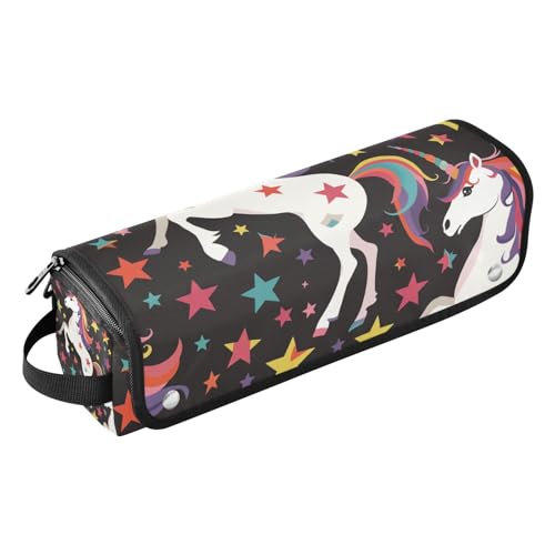 Amooorous Reise-Werkzeugtasche und hitzebeständige Matte, tragbarer Haarstyling-Werkzeug-Organizer für Glätteisen, Lockenstäbe, bunte Stern-Einhörner, tragbarer Organizer, bunter Stern, Bunte von Amooorous