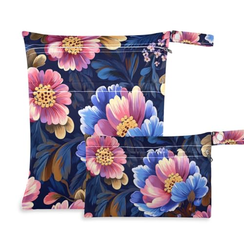 Amooorous Retro-Blumen mit Farb-Ölgemälde, schmutzabweisend, wasserdicht, 2 Stück, Reiseutensilien für Babys, mit Griffen zum Baden, Yoga Amooorous Retro-Blumen mit Farb-Ölgemälde, schmutzabweisend, wasserdicht, 2 Stück, Reiseutensilien für Babys, mit Griffen zum Baden, Yoga von Amooorous