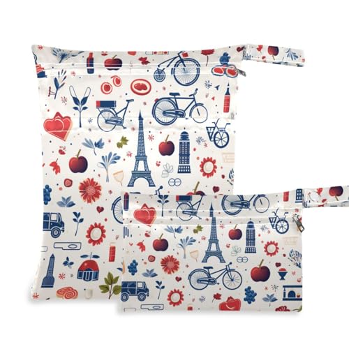 Amooorous Romantic Paris on Valentine waschbare nasse Badeanzug-Tasche, 2 Stück, Wickeltasche, wichtige Gegenstände mit Griffen für Pool, Reisen Amooorous Romantic Paris on Valentine waschbare nasse Badeanzug-Tasche, 2 Stück, Wickeltasche, wichtige Gegenstände mit Griffen für Pool, Reisen von Amooorous