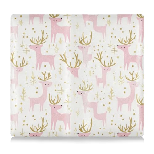 Amooorous Rosa Gold Weihnachten Elch Premium Leder Registrierungs- und Versicherungskartenhalter Essential Wallet Case für Ausweis, Führerschein, Schlüssel Kontaktinformationskarten, Weihnachtselch in von Amooorous