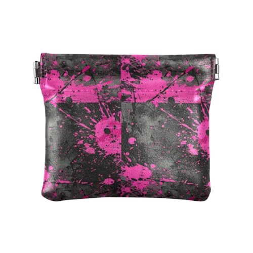 Amooorous Rose and Black Collide Damen Leder Münzbörse Einzigartige Mini Münzbörse Taschen für Mädchen Frauen Damen, Rose und Schwarz kollidieren, 1 size von Amooorous