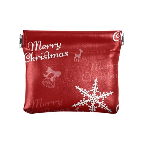 Amooorous Rot Weihnachten Party Damen Leder Münzbörse Fancy Pocket Geldbörse Make-up Tasche für Frauen, Rote Weihnachtsfeier, 1 size von Amooorous