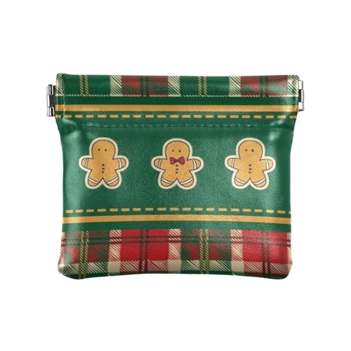 Amooorous Rot und Grün Weihnachten Schachbrett Damen Herren Leder Münzgeldbörsen Wasserdicht Mini Kosmetiktasche für Männer Frauen Reisen, Rotes und grünes Weihnachtsschachbrett, 1 size von Amooorous