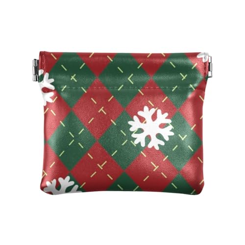 Amooorous Rot und Grün Weihnachten Schachbrett Damen Leder Münzbörse Wasserdicht Kosmetiktaschen für Geldbörse für Männer Frauen Reisen, Rotes und grünes Weihnachtsschachbrett, 1 size von Amooorous