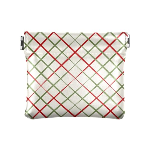 Amooorous Rot und Grün Weihnachten Streifen Damen Leder Münzgeldbörse Einzigartige Kleingeld Geldbörse mit Verschluss für Männer Frauen Reisen, Rote und grüne Weihnachtsstreifen, 1 size von Amooorous