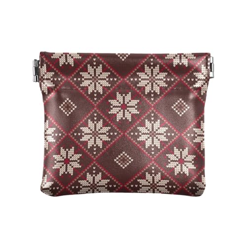 Amooorous Rot-weiße Weihnachts-Geldbörse mit Blumenmuster, PU-Leder, Kleingeldbörse mit Verschluss für Damen, Rot und Weiß mit Weihnachtsblumen, 1 size von Amooorous