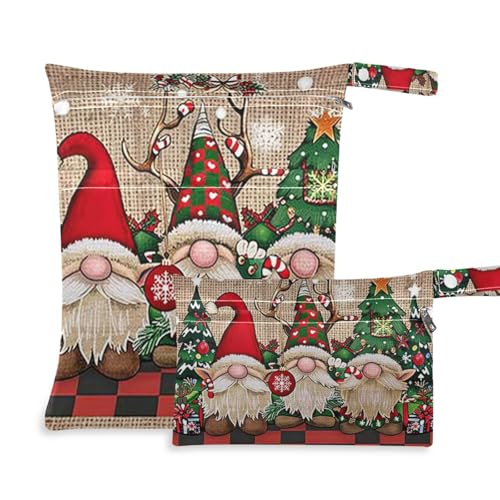 Amooorous Rote und grüne Weihnachts-Zwerge, wasserdichte Taschen für Reisen, 2 Stück, Reiseutensilien zum Fliegen, mit Griffen für Pool, Baby-Windeln von Amooorous