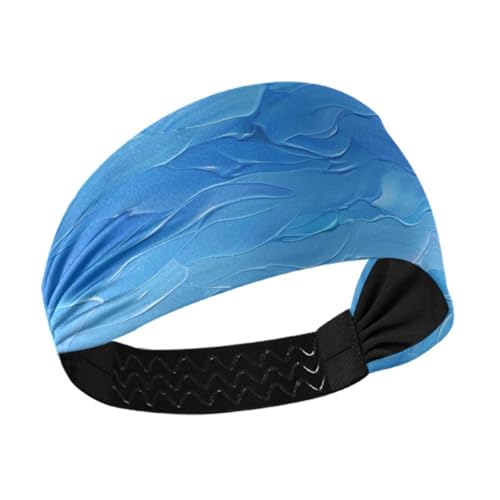 Amooorous Rutschfestes Sport-Stirnband mit blauem Farbverlauf, elastischer Kopf für Damen, zum Wandern, athletisches Training, Bandas para la cabeza von Amooorous