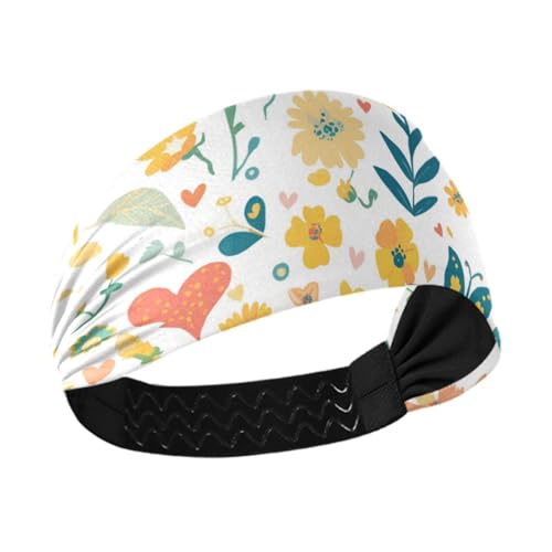 Amooorous Rutschfestes Yoga-Stirnband mit frischen Safari-Blumen, elastisches Haarband für Laufen, Tennis, Wandern, Bandas elásticas para el cabello von Amooorous