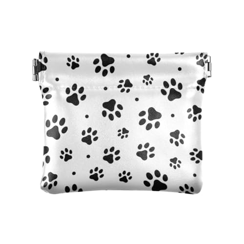 Amooorous Schwarze Geldbörse mit Katzenpfotenabdrücken für Damen, PU-Leder, ausgefallener Schmuck-Organizer für Damen, Schwarze Katzenpfotenabdrücke, 1 size von Amooorous