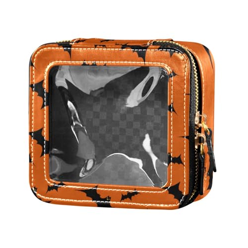 Amooorous Schwarze Halloween-Fledermaus-Reise-Make-up-Tasche, transparent, kleine Kosmetiktasche für Damen, Schwarzer Halloween-Fledermaus, 1 size von Amooorous