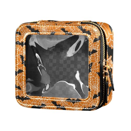 Amooorous Schwarze Halloween-Make-up-Tasche für Geldbörse, Kulturbeutel mit Reißverschluss, kleine Kosmetiktasche für Damen, Schwarzer Halloween-Fledermaus, 1 size von Amooorous