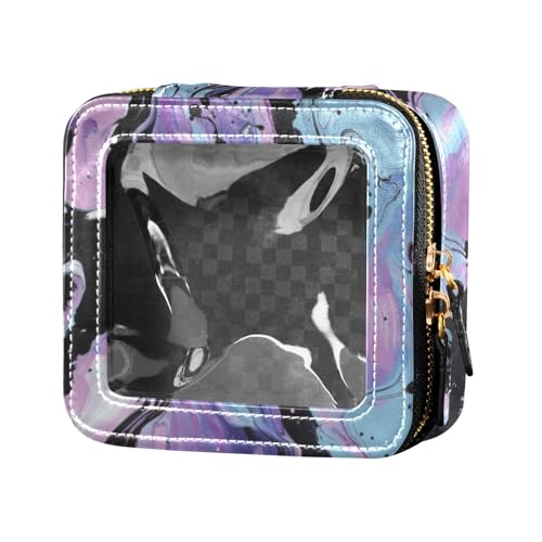 Amooorous Schwarze und lilafarbene Make-up-Tasche in Pastellfarben, niedliche Make-up-Tasche, transparente Reisetaschen für Toilettenartikel, Hautpflege-Tasche für Damen, Schwarz und Lila. von Amooorous