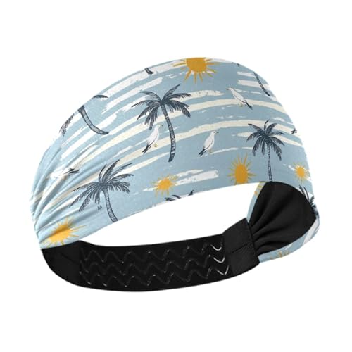 Amooorous Sommer-Palmen, blaue Streifen, rutschfeste Stirnbänder für Damenhaar, elastische Schweißbänder für Fußball, Fußball, Volleyball, Diadema para ni?as von Amooorous