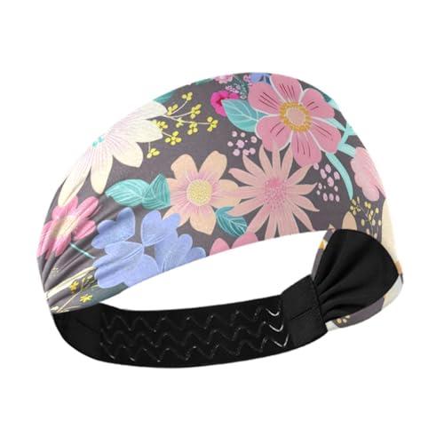 Amooorous Sommer-Stirnbänder mit mehrfarbigen Blumen, rutschfest, modisch, elastisches Schweißband für Damen, Yoga, Basketball, Tennis, Diademas, Para el Cabello von Amooorous