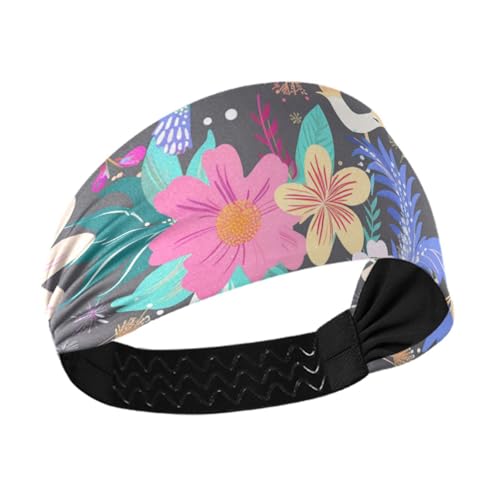Amooorous Sommer-Stirnband mit Blumenmuster, feuchtigkeitsableitend, athletisch, dehnbar, für Tennis, Yoga, Sport, Bandas para el sudor von Amooorous