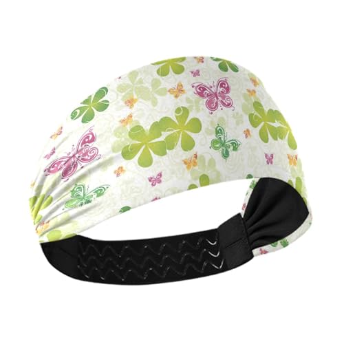 Amooorous St. Patrick Boho-Stirnbänder mit Schmetterlingen, rutschfest, elastisches Schweißband für Damen, für athletische Sportarten, Make-up, Basketball, Diadema para maquillaje von Amooorous