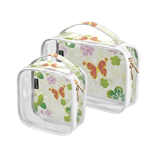 Amooorous St. Patrick Green Boho Butterfly transparente dekorative Herren-Kulturbeutel, TSA-zugelassen, wiederverwendbare Tasche, Reise-Kosmetik-Rasierutensilien, de maquillaje, St. Patrick Grüner von Amooorous