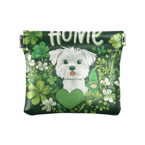Amooorous St. Patrick Home Geldbörse für Damen, niedlicher Cartoon-Hund, Leder, Münzgeldbörse, praktische Geldbörse für Männer und Frauen, St. Patrick Home Niedlicher Cartoon-Hund, 1 size von Amooorous