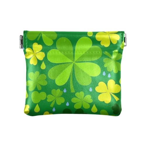 Amooorous St. Patrick's Kleeblatt-Geldbörse für Damen, klein, Leder, wasserdicht, Kartenschlüssel, Organizer für Männer und Frauen, Reisen, St. Patrick's Clover grün, 1 size von Amooorous