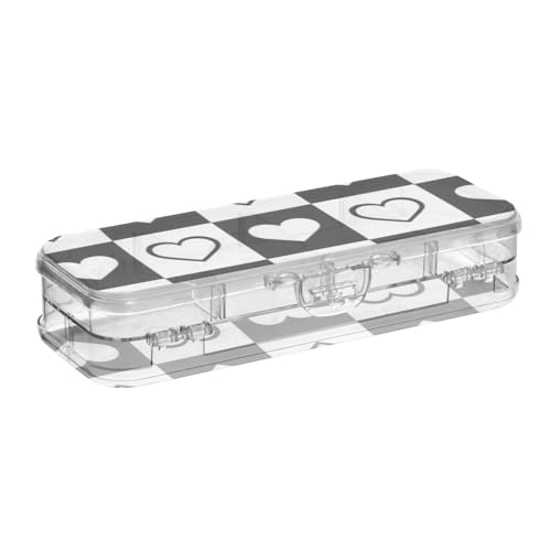 Amooorous Stiftebox mit Deckel, kariert, Schwarz / Weiß, Herzform, transparent, 2-lagig, transparent Amooorous Stiftebox mit Deckel, kariert, Schwarz / Weiß, Herzform, transparent, 2-lagig, transparent von Amooorous
