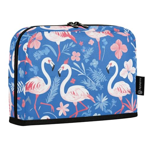 Amooorous Stiftehalter mit rosa Flamingos und blauen Blumen, großes Fassungsvermögen, Stehendes Schreibwaren, Stifteetui für Lehrer, Schulbedarf, estuche para lapices von Amooorous