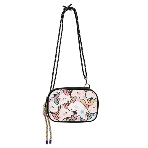 Amooorous Süße Cartoon-Stern-Einhörner, niedliche Crossbody-Tasche für Damen, praktisch mit Kreditkartenfächern, schwarze Handtasche, zum Einkaufen, bolsa de mano para mujer von Amooorous