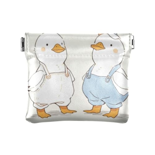 Amooorous Süße Cartoon White Daze Duck Damen Kleine Leder Kleingeld Geldbörse Einzigartige Mini Kleingeld Geldbörse Münzfach für Mädchen Damen Handtasche, Niedliche weiße Cartoon-Ente, 1 size von Amooorous