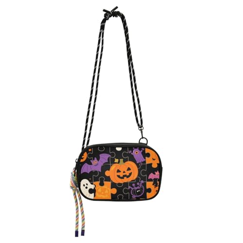 Amooorous Süße schwarze Halloween-Puzzle-Umhängetasche für Damen, mit verstellbarem Riemen, kleine Umhängetasche, zum Einkaufen, bolsa de mano para mujer von Amooorous