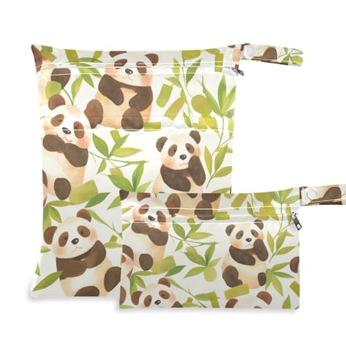 Amooorous Süßer chinesischer Panda grüne Blätter Reißverschluss nasse Wickeltasche 2 Stück Reiseutensilien für Babys mit Griffen für Pool, Reisen Amooorous Süßer chinesischer Panda grüne Blätter Reißverschluss nasse Wickeltasche 2 Stück Reiseutensilien für Babys mit Griffen für Pool, Reisen von Amooorous