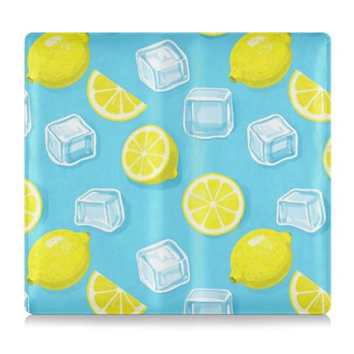 Amooorous Summer Blue Ice Lemon Premium Leder Registrierungs- und Versicherungskartenhalter Handschuhfach Organizer für Karten, wichtige Dokumente Führerschein von Amooorous
