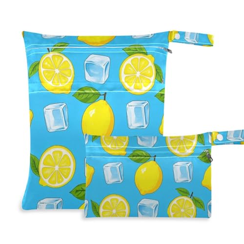 Amooorous Summer Lemon Ice Block Sauber Nass-Trockenbeutel für Wickeltasche, 2 Stück, Nassbeutel für Badeanzug mit Griffen für Baby-Windeln, Reisen Amooorous Summer Lemon Ice Block Sauber Nass-Trockenbeutel für Wickeltasche, 2 Stück, Nassbeutel für Badeanzug mit Griffen für Baby-Windeln, Reisen von Amooorous