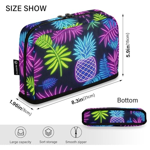 Amooorous Summer Neon Ananas Leaf Pencil Case Bag Large Capacity Aupright Storage Bag Zip Multi-Purpose Bag for Kids Preppy School cartuchera para ninos von Amooorous