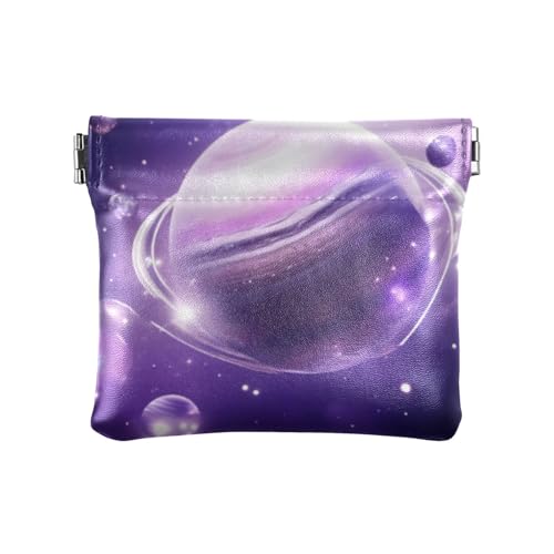 Amooorous Surrealism Purple Planet Universe PU Leder Kleingeldbörse Praktische Mini-Make-up-Tasche für Mädchen Damen Handtasche, surrealism Purple Planet Universe, 1 size von Amooorous