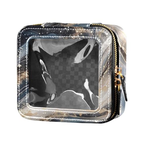 Amooorous Transparente Make-up-Tasche mit schwarzem Hintergrund, Mini-Make-up-Tasche, transparente Reisetaschen für Toilettenartikel, Leder-Organizer-Taschen zum Fliegen, Transparente Flüssigkeit mit von Amooorous
